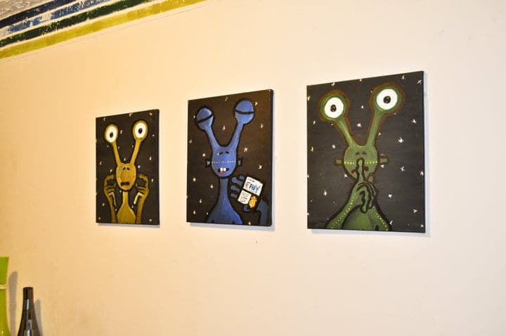 Alien triptych - three-panel painting on canvas.